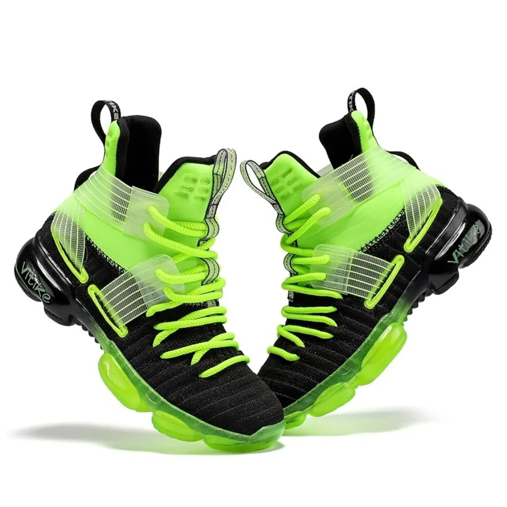 VITIKE Mens Boys Basketball Shoe Sneaker Black Green Size EU 36